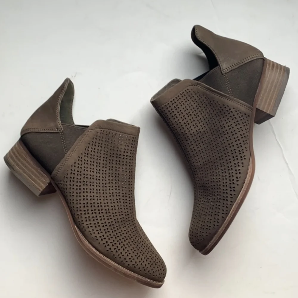 Vince Camuto Taupe Perforated Suede Booties 6